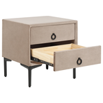 Nachttisch mit 2 Schubladen SEZANNE Samtstoff Taupe