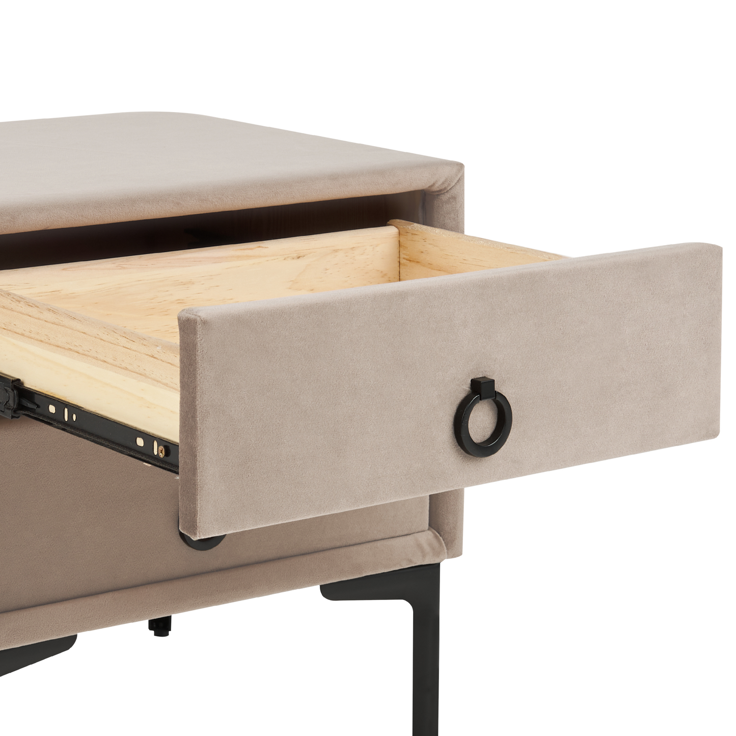 Nachttisch mit 2 Schubladen SEZANNE Samtstoff Taupe