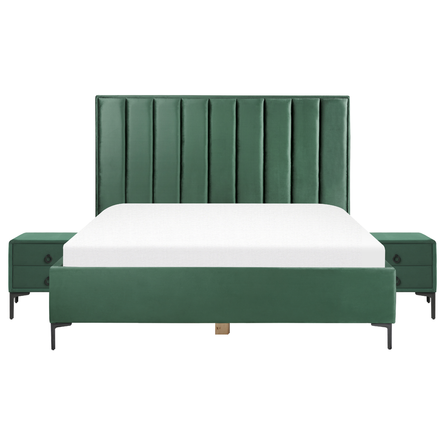 Schlafzimmer Set Samtstoff SEZANNE 180 x 200 cm Dunkelgrün