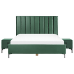 Schlafzimmer Set Samtstoff SEZANNE 180 x 200 cm Dunkelgrün
