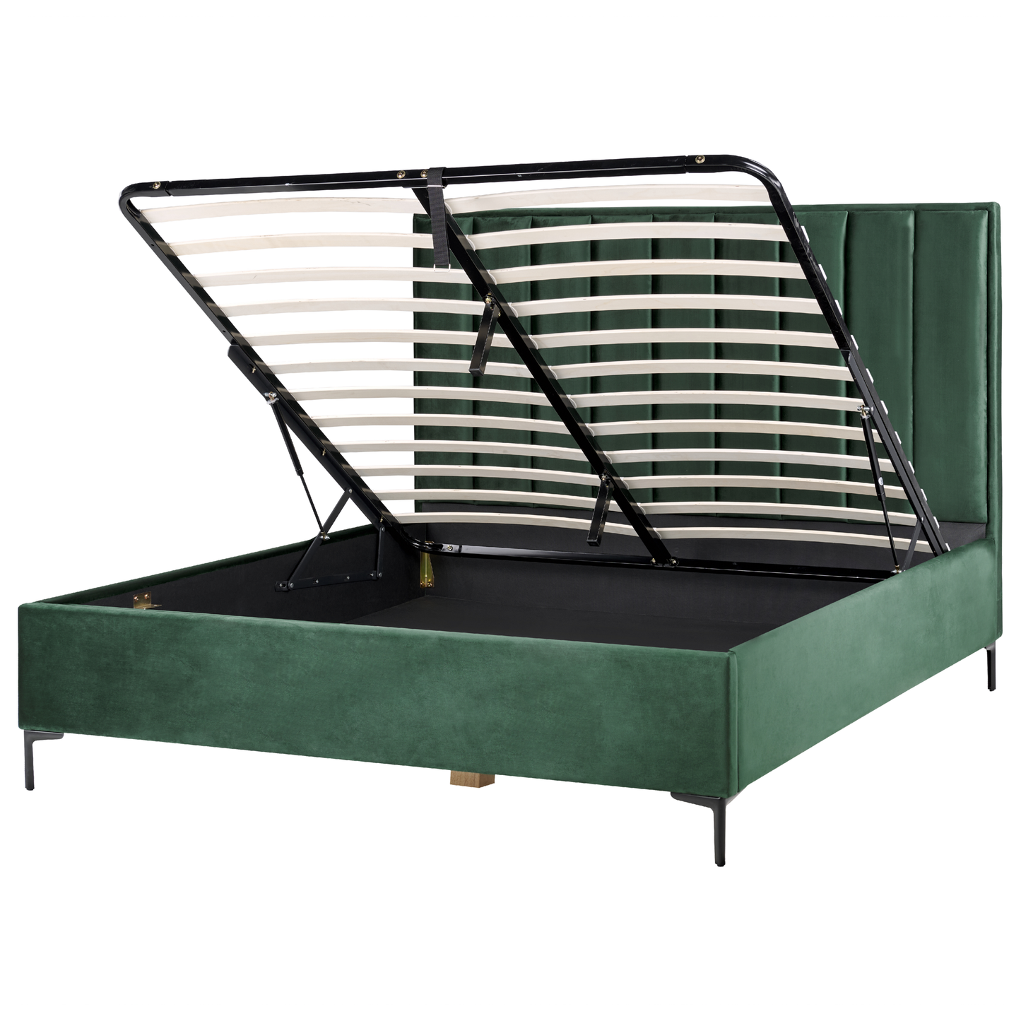 Schlafzimmer Set Samtstoff SEZANNE 180 x 200 cm Dunkelgrün