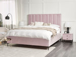 Schlafzimmer Set Samtstoff SEZANNE 180 x 200 cm Rosa