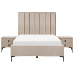 Schlafzimmer Set Samtstoff SEZANNE 140 x 200 cm Taupe