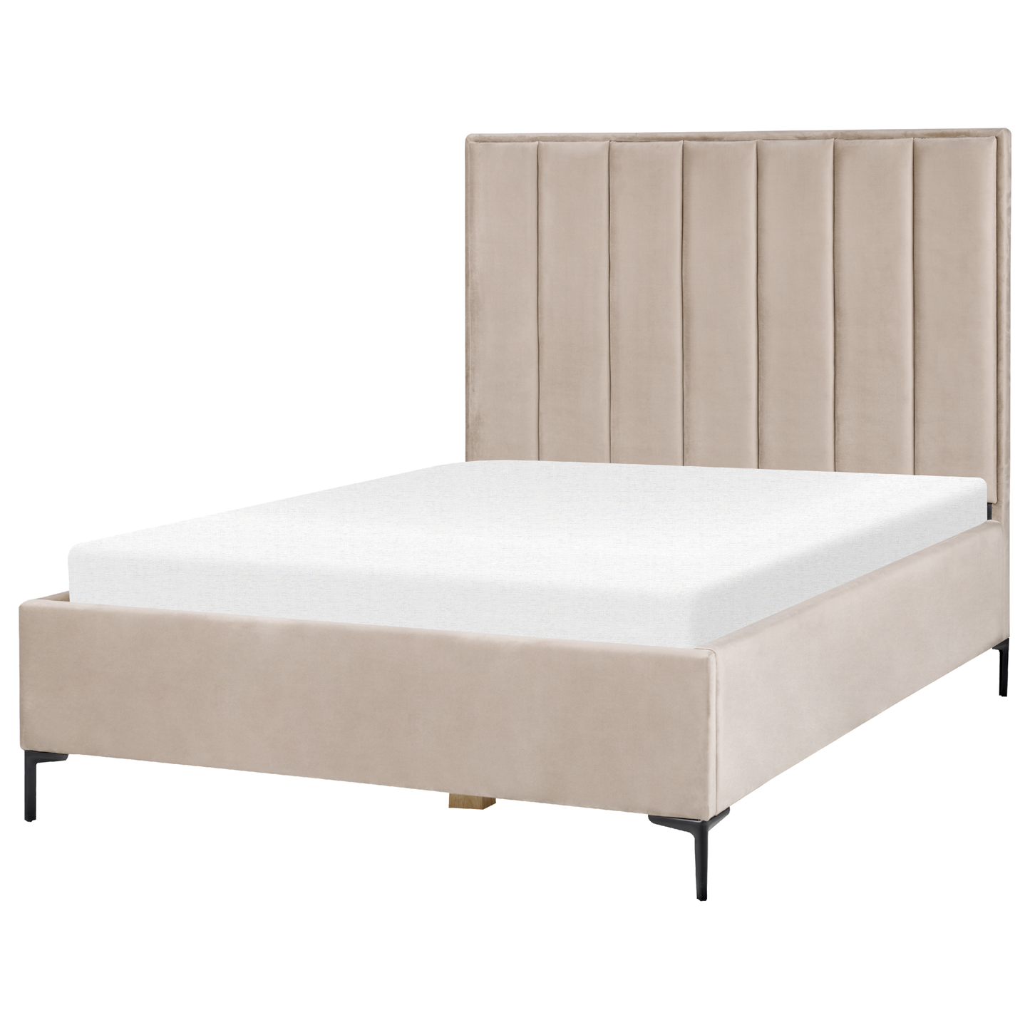 Schlafzimmer Set Samtstoff SEZANNE 140 x 200 cm Taupe