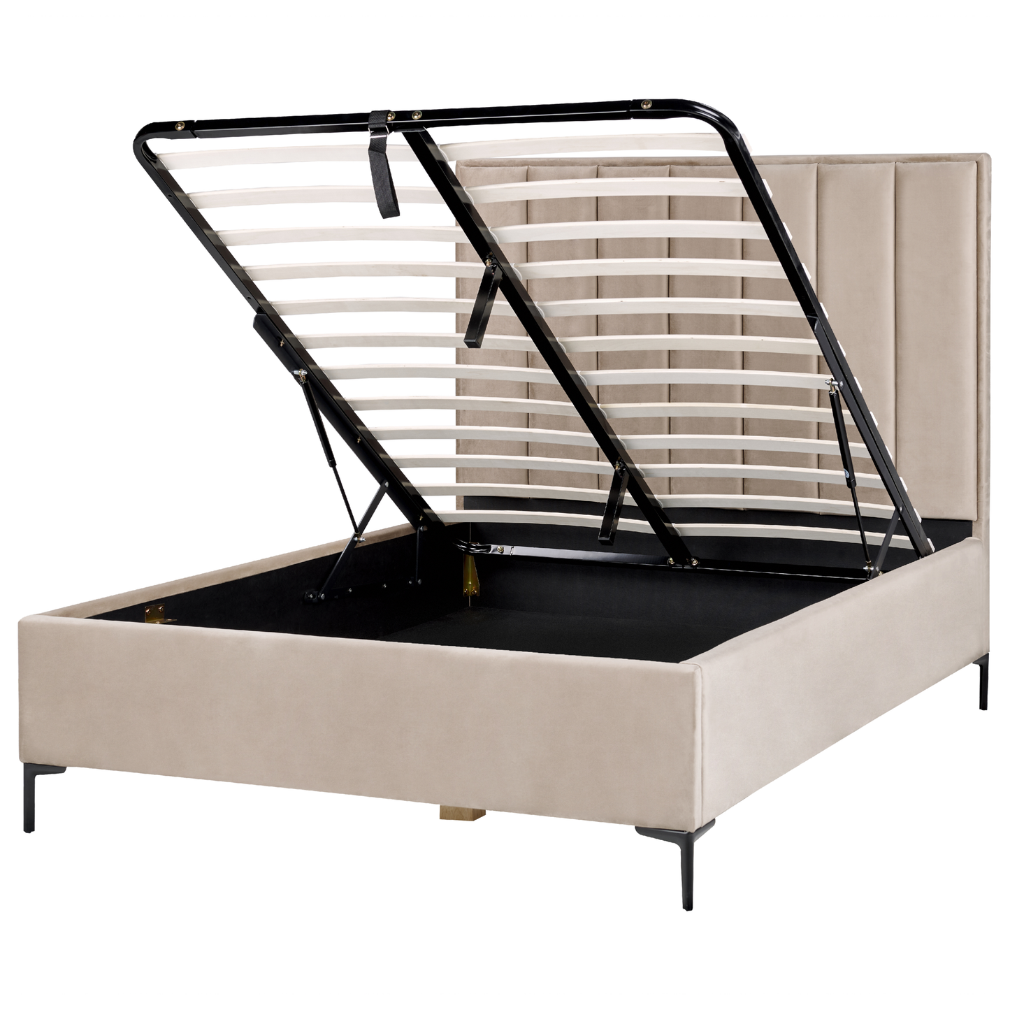 Schlafzimmer Set Samtstoff SEZANNE 140 x 200 cm Taupe