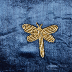 Dekokissen Stickerei Samtstoff Marineblau BLUESTEM 30 x 50 cm