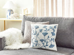 Baumwollkissen mit gesticktem Blumenmuster 45 x 45 cm Weiss und Blau LUDISIA