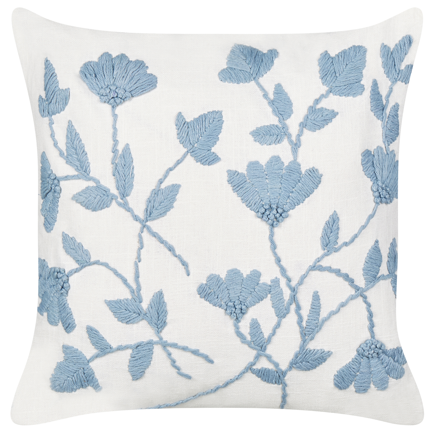 Baumwollkissen mit Blumenmuster 45 x 45 cm Weiss und Blau 2er Set LUDISIA