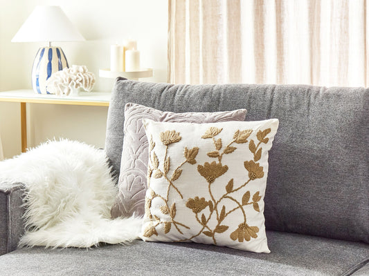 Dekokissen Stickerei Baumwolle Sandbeige LUDISIA 45 x 45 cm