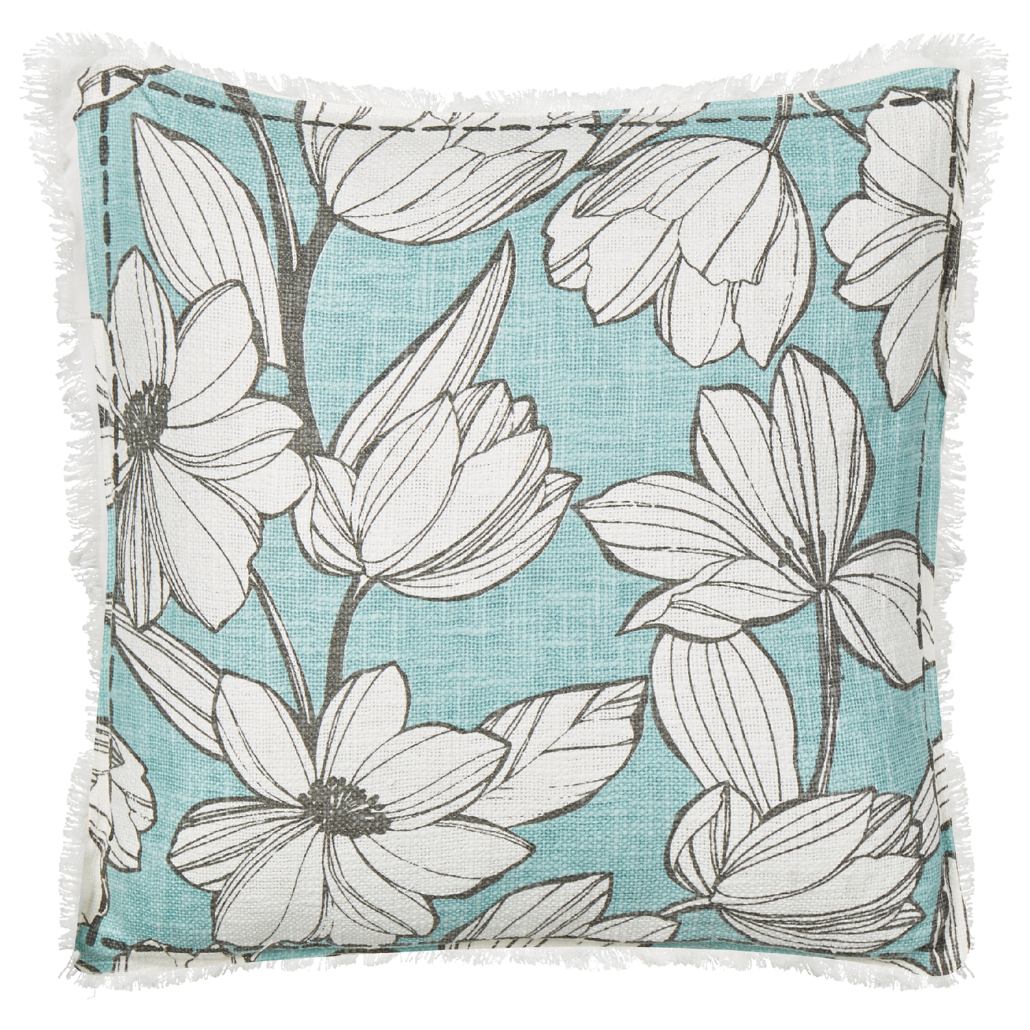 Dekokissen 2er Set CYANOTIS Baumwolle 45 x 45 cm Hellblau Blumenmuster