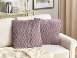 Dekokissen 2er Set CHIRITA Samtstoff 45 x 45 cm Violett Ohne Muster