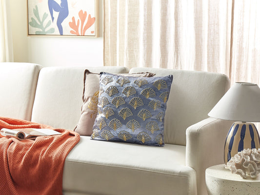 Dekokissen PANDOREA Samtstoff 45 x 45 cm Violett Geometrisches Muster