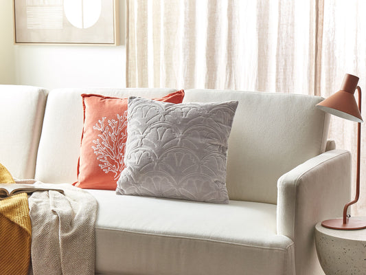 Dekokissen GLORIOSA Baumwolle 45 x 45 cm Hellgrau Geometrisches Muster