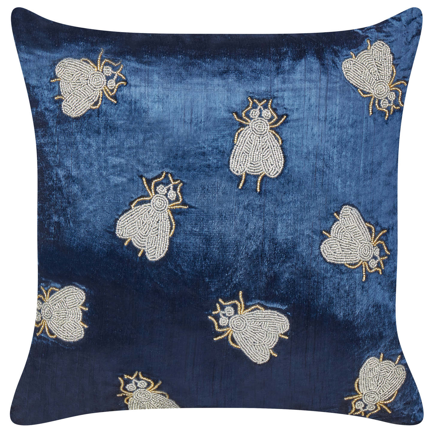 Dekokissen 2er Set PENTAS Samtstoff 45 x 45 cm Marineblau Tiermuster