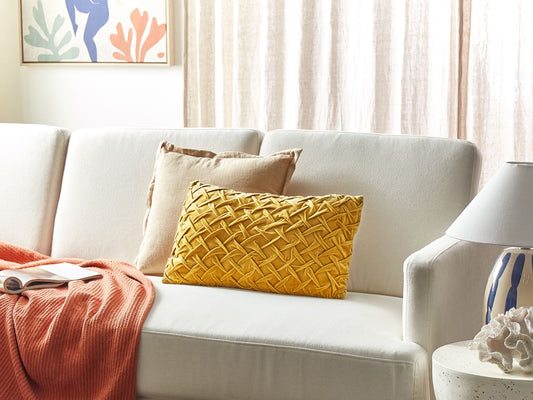 Dekokissen Stickerei Baumwolle Gelb CHOISYA 30 x 50 cm