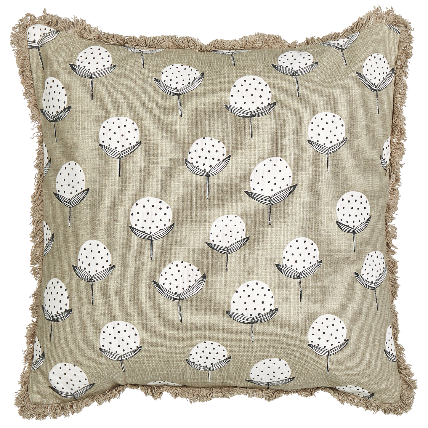 Dekokissen 2er Set PSILOTALES Baumwolle 45 x 45 cm Beige Blumenmuster