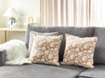 Dekokissen 2er Set NOTELEA Baumwolle 45 x 45 cm Beige Blumenmuster