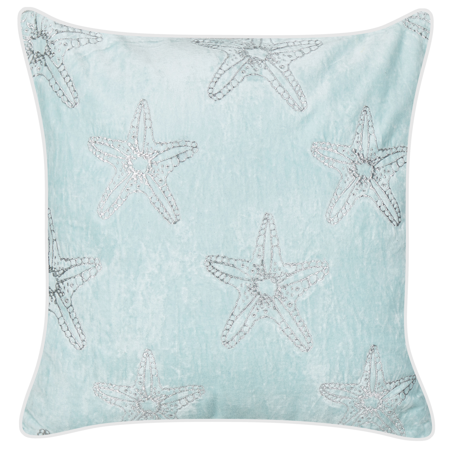 Dekokissen 2er Set CERAMIUM Samtstoff 45 x 45 cm Hellblau Blumenmuster