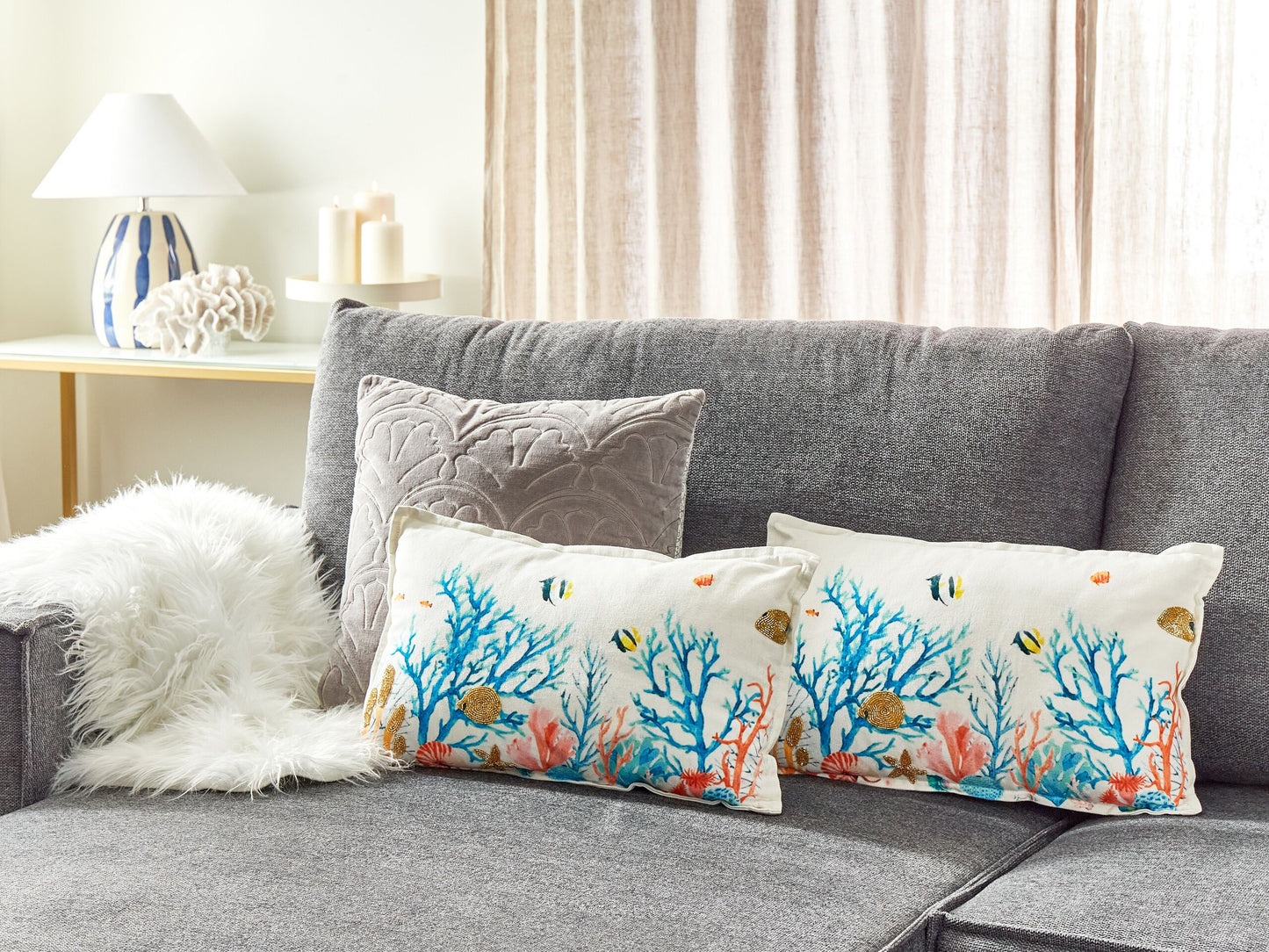 Dekokissen 2er Set EELGRASS Baumwolle 30 x 50 cm Bunt Tiermuster