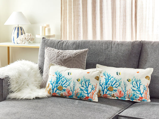 Dekokissen 2er Set EELGRASS Baumwolle 30 x 50 cm Bunt Tiermuster