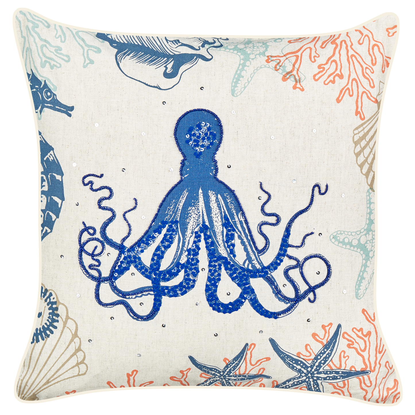 Dekokissen 2er Set ACROPORA Leinen 45 x 45 cm Beige Tiermuster