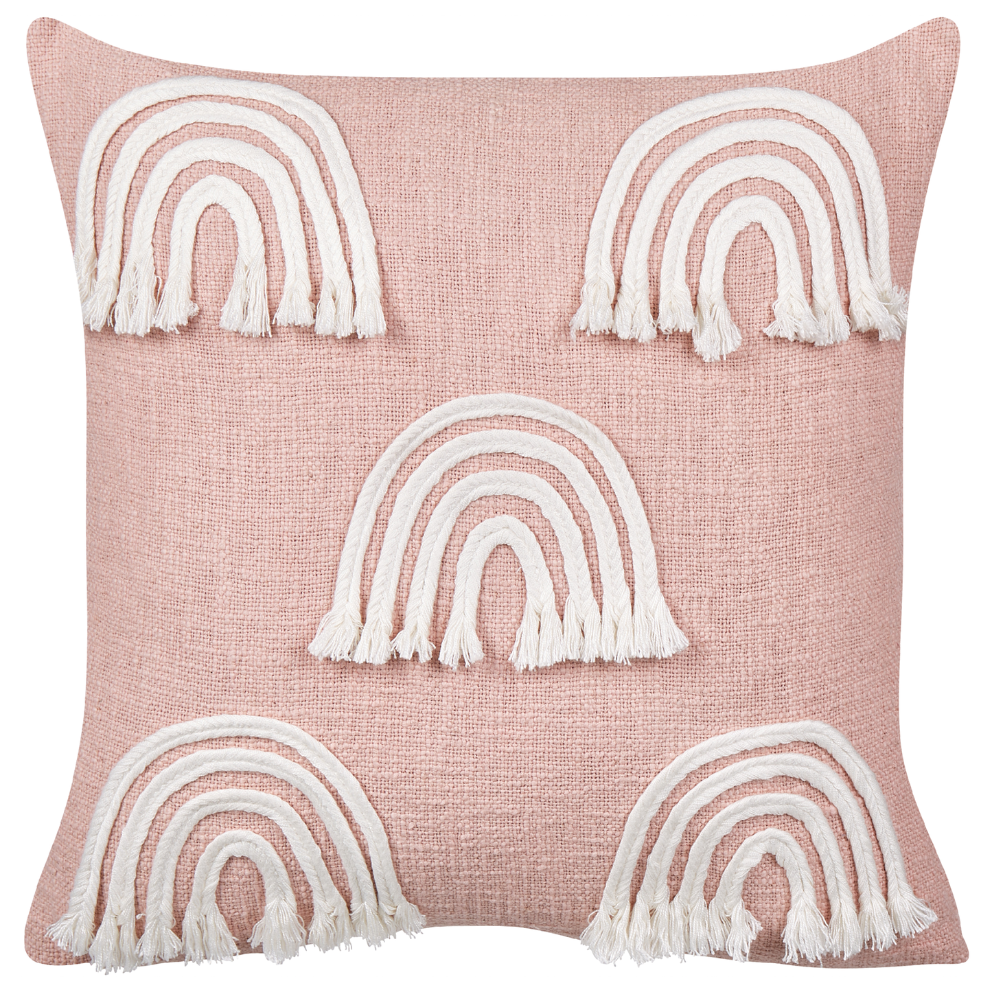 Dekokissen Regenbogenmotiv Baumwolle pastellrosa 45 x 45 cm 2er Set LEEA