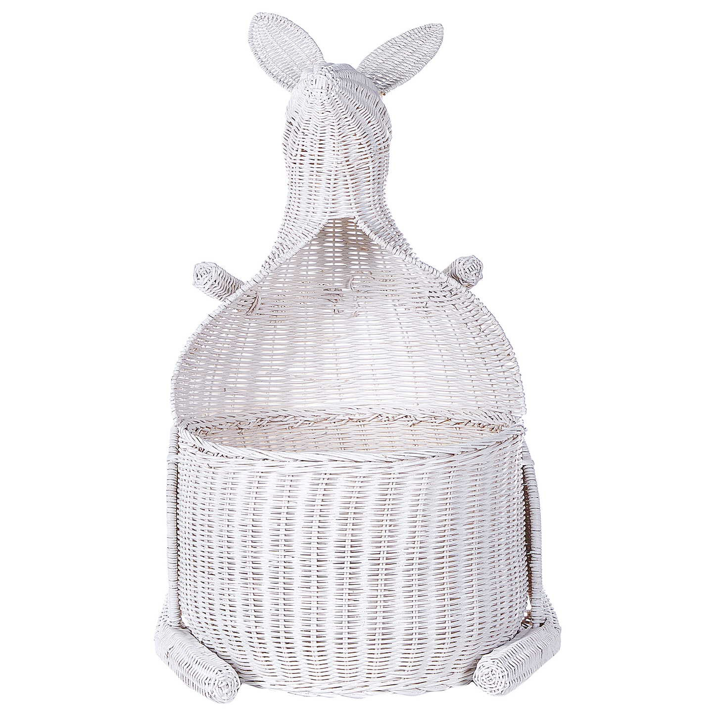 Aufbewahrungskorb Rattan weiss Känguruform 74 cm KAPITI