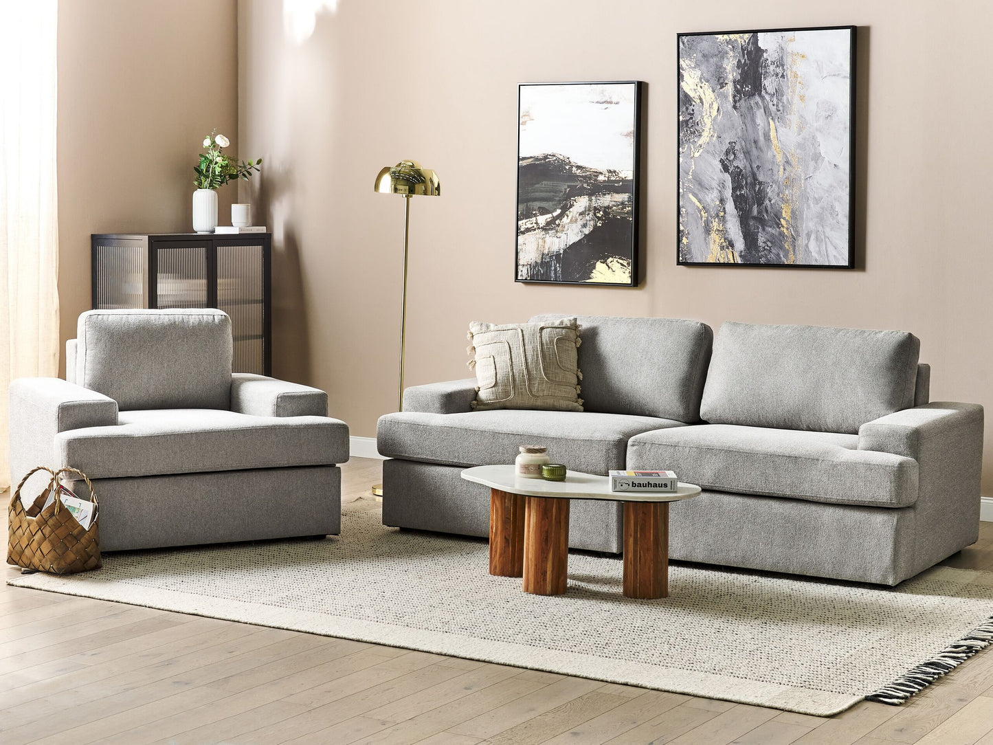 Sofa Set hellgrau 4-Sitzer ALLA