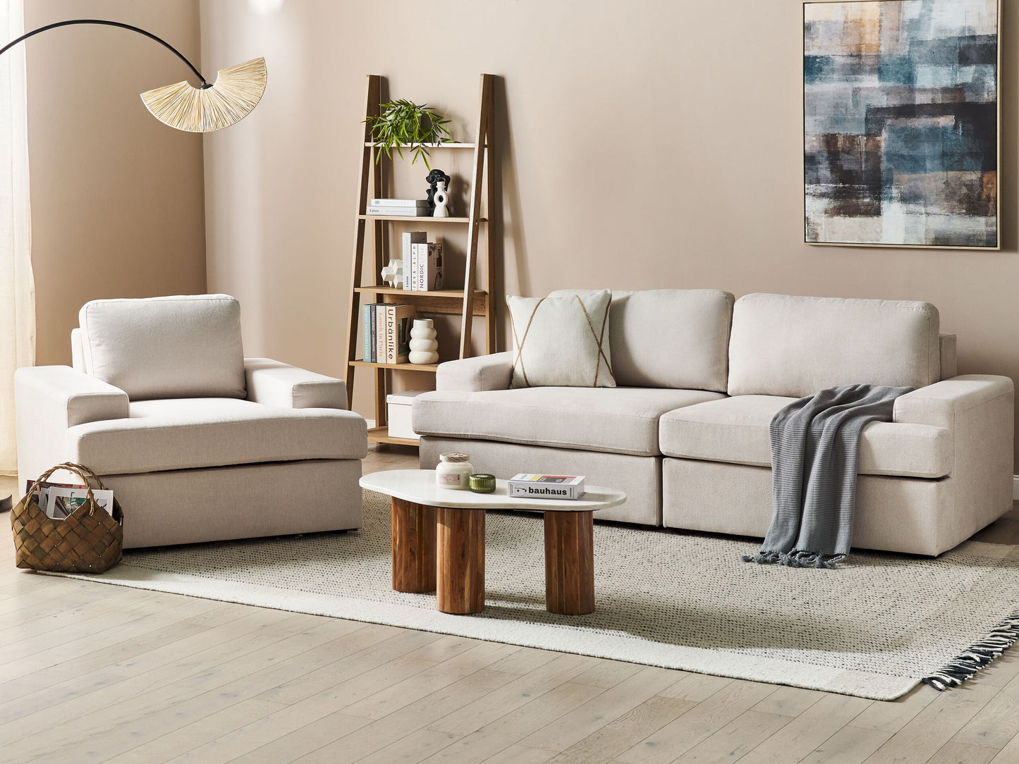Sofa Set hellbeige 4-Sitzer ALLA