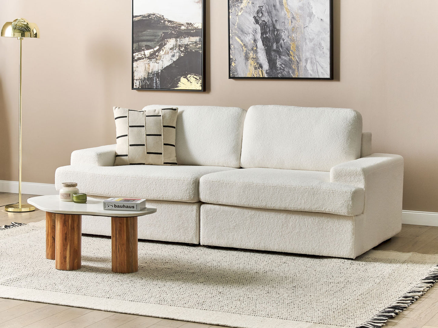 3-Sitzer Sofa Bouclé cremeweiss ALLA