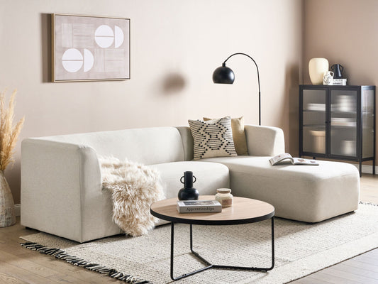 4-Sitzer Ecksofa hellbeige linksseitig LAXA
