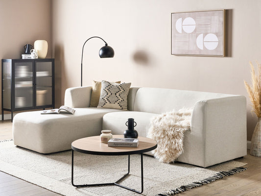 4-Sitzer Ecksofa hellbeige rechtsseitig LAXA