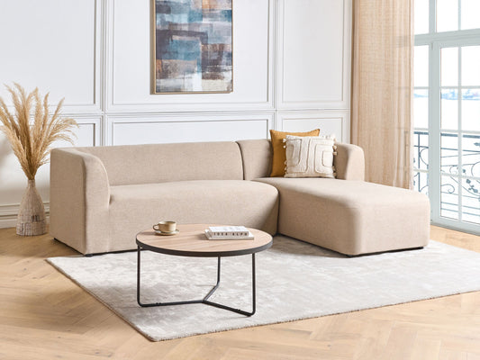 4-Sitzer Ecksofa beige linksseitig LAXA