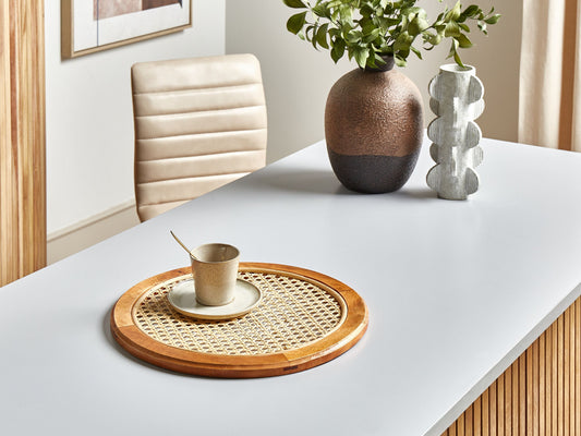 Dekotablett Rattan naturfarben rund ⌀ 40 cm CAMORTA
