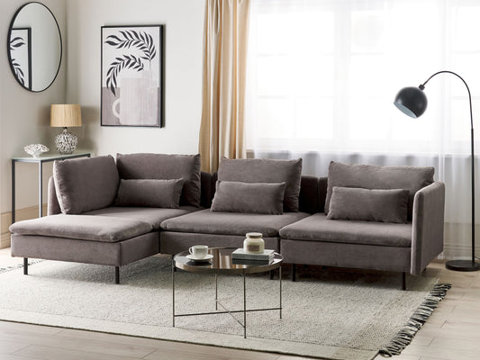 3-Sitzer Ecksofa Cord dunkelbraun rechtsseitig EGERIS