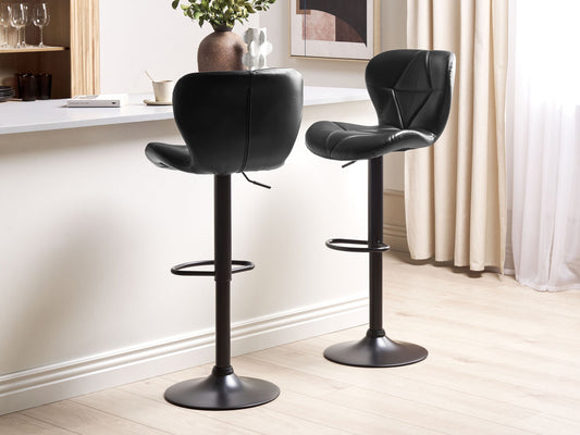 Set mit 2 Barstühlen VALETTA Kunstleder drehbar Schwarz