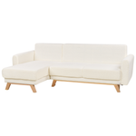 3-Sitzer Ecksofa Bouclé cremeweiss rechtsseitig mit Schlaffunktion Stauraum SIRO