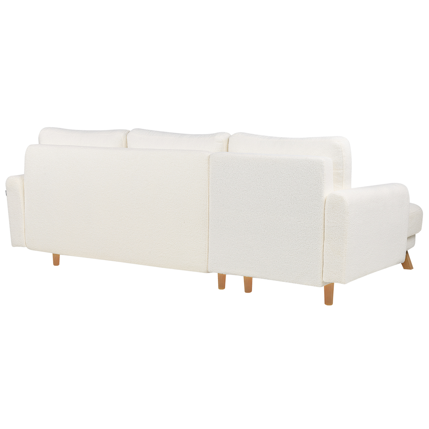 3-Sitzer Ecksofa Bouclé cremeweiss rechtsseitig mit Schlaffunktion Stauraum SIRO