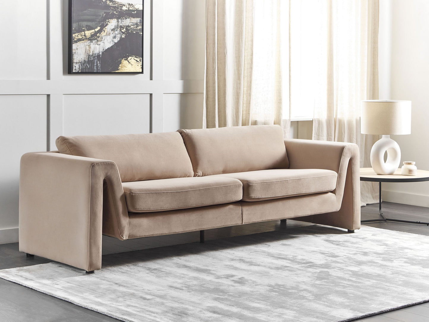 3-Sitzer Sofa Samtstoff sandbeige MAUNU