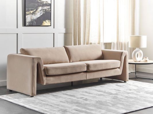 3-Sitzer Sofa Samtstoff sandbeige MAUNU
