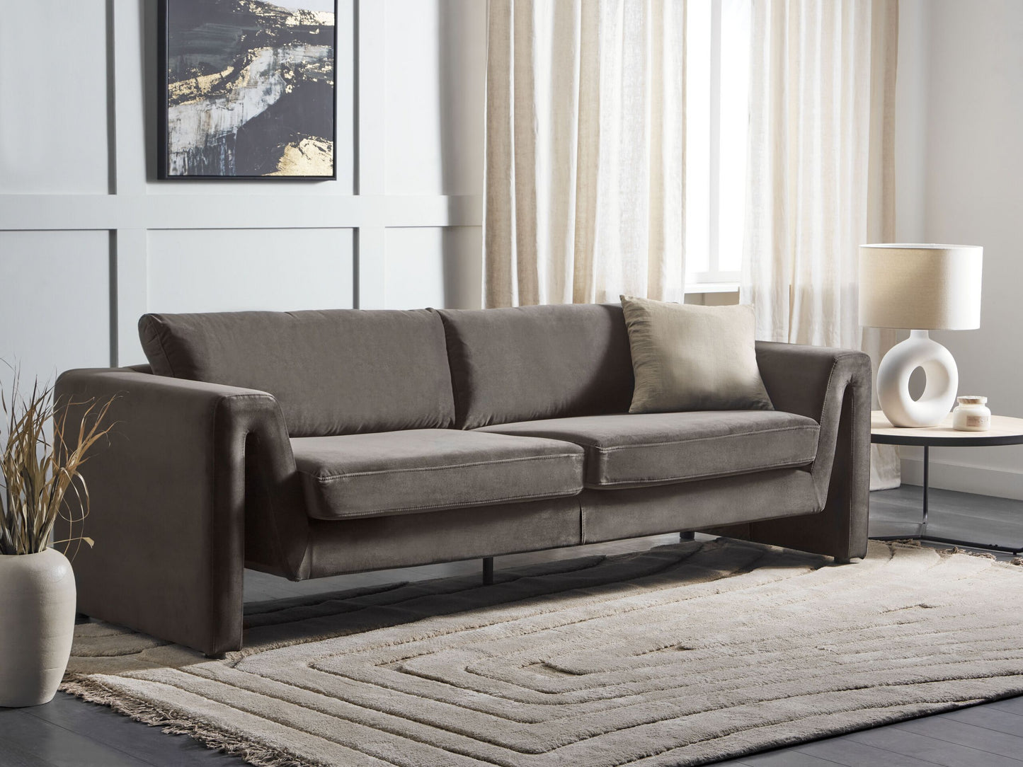 3-Sitzer Sofa Samtstoff graphitgrau MAUNU