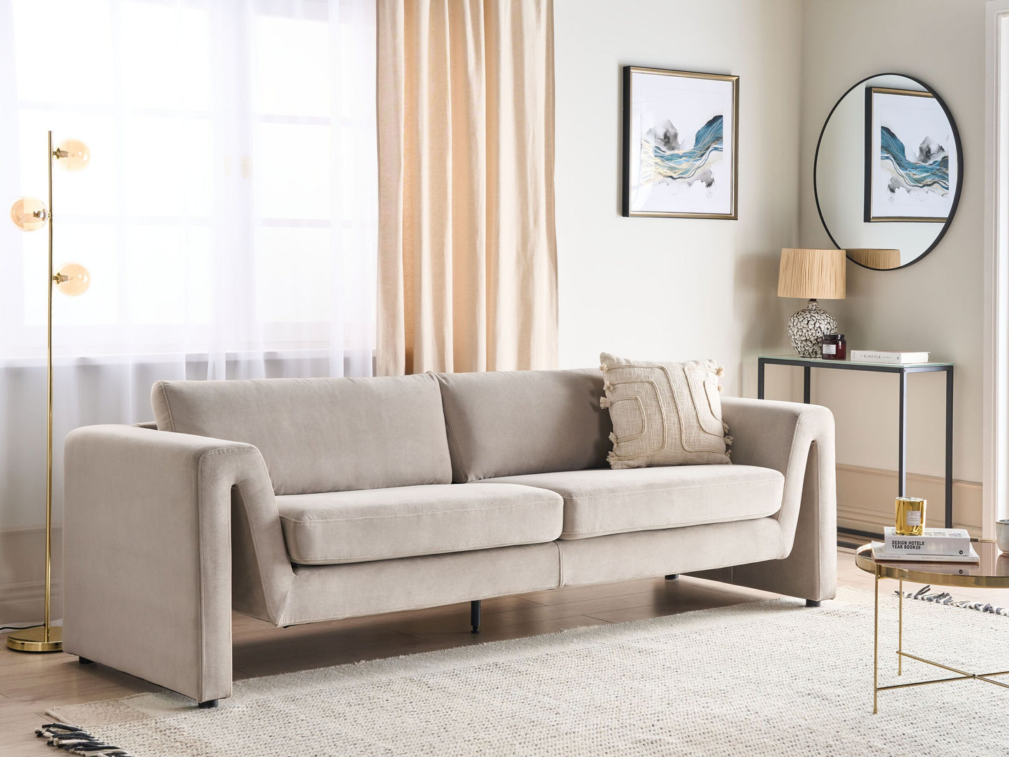 3-Sitzer Sofa Samtstoff taupe MAUNU