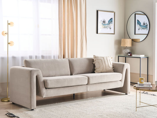 3-Sitzer Sofa Samtstoff taupe MAUNU