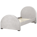 Polsterbett Samtstoff hellgrau Lattenrost 90 x 200 cm NOZAY