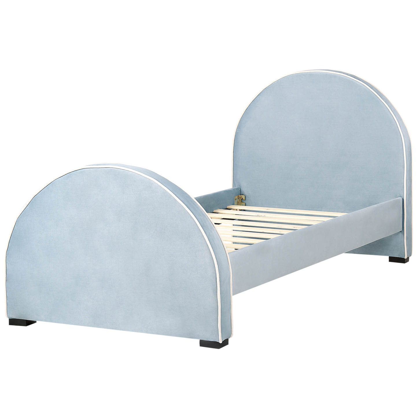 Polsterbett Samtstoff hellblau Lattenrost 90 x 200 cm NOZAY