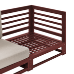 Gartensofa 3-Sitzer TRANI modular Akazienholz Dunkelrot