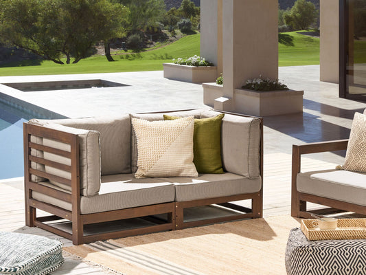 Gartensofa Akazienholz dunkelbraun 2-Sitzer Auflagen taupe TRANI