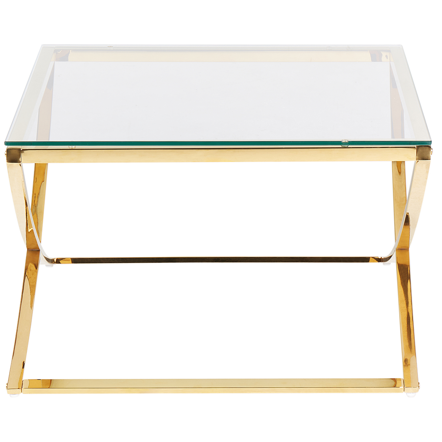 Couchtisch Glas / Edelstahl gold quadratisch 70 x 70 cm RINGGOLD