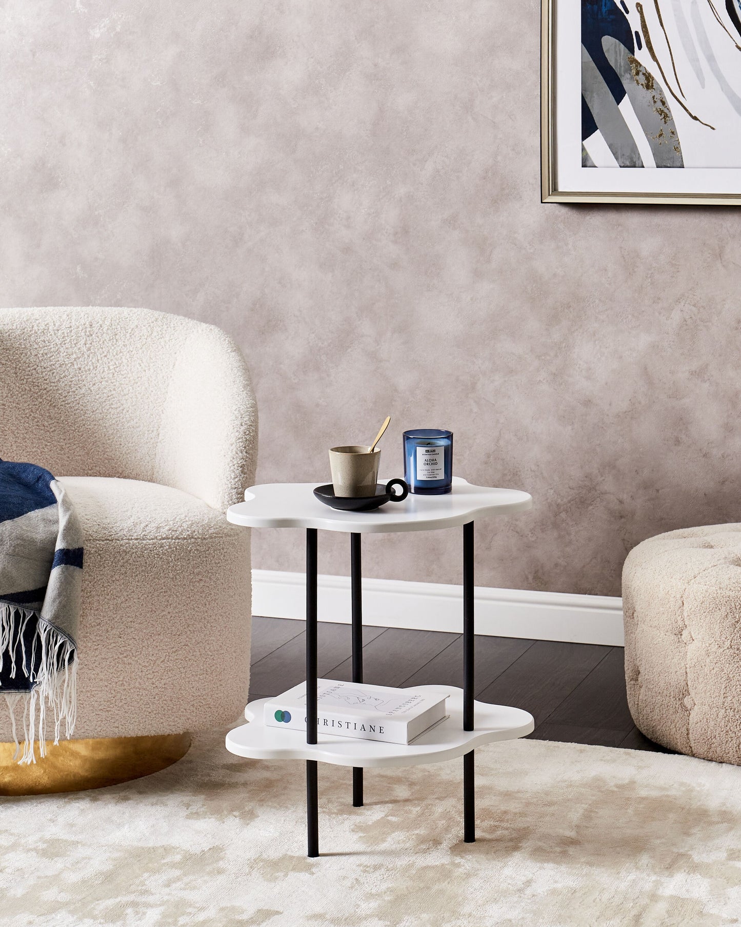 Beistelltisch schwarz / weiss Wolkenform CLOUD