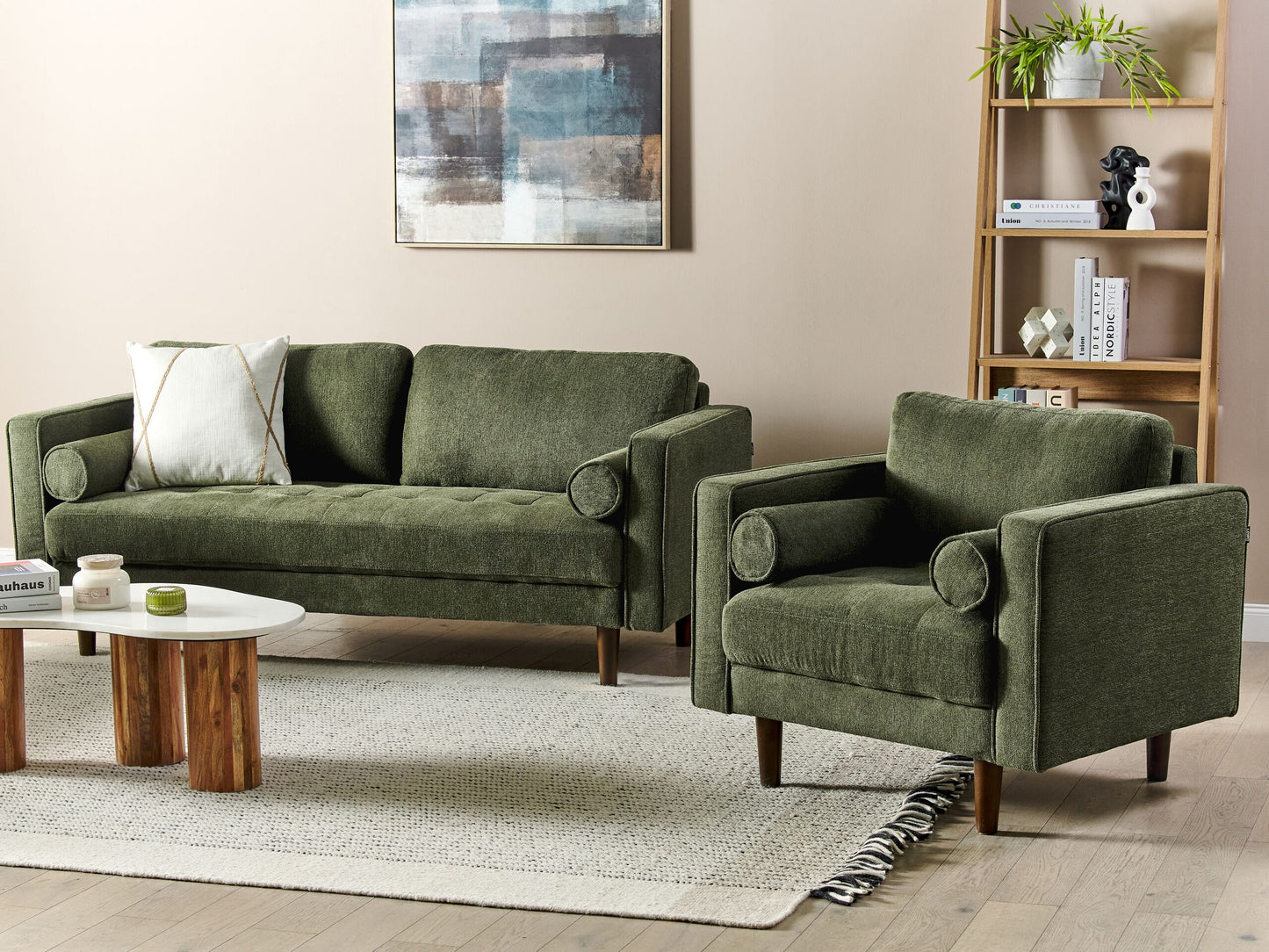 Sofa Set dunkelgrün 4-Sitzer NURMO